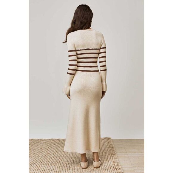MON RENN RHYTHM STRIPE KNIT DRESS - White/Black STRIPE size S NWT$219 - Picture 4 of 8